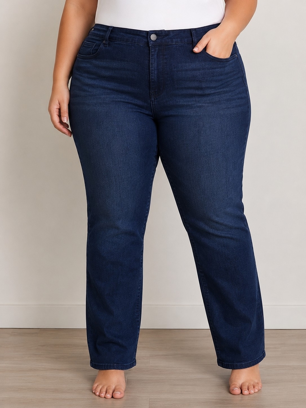 Lane Bryant High Rise Straight Leg Jeans Dark Wash Stretch Denim Size 16